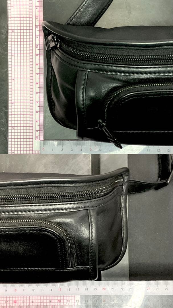 【超希少】【TUMI】トゥミ　ボディバッグ　ウエストバッグ　レザー　ブラック