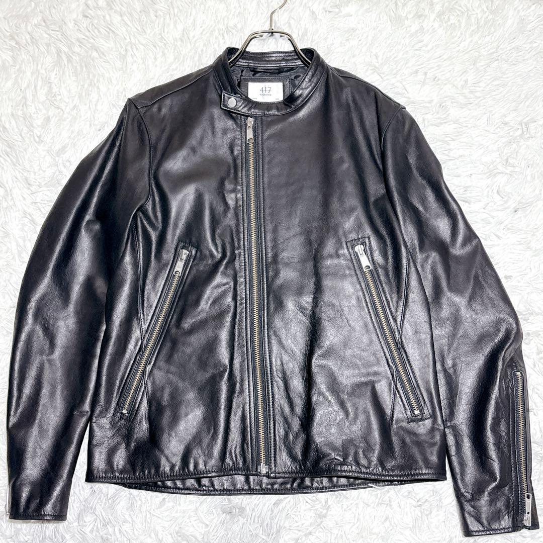 【美品】EDIFICE シングルライダース レザージャケット Lブラック 本革