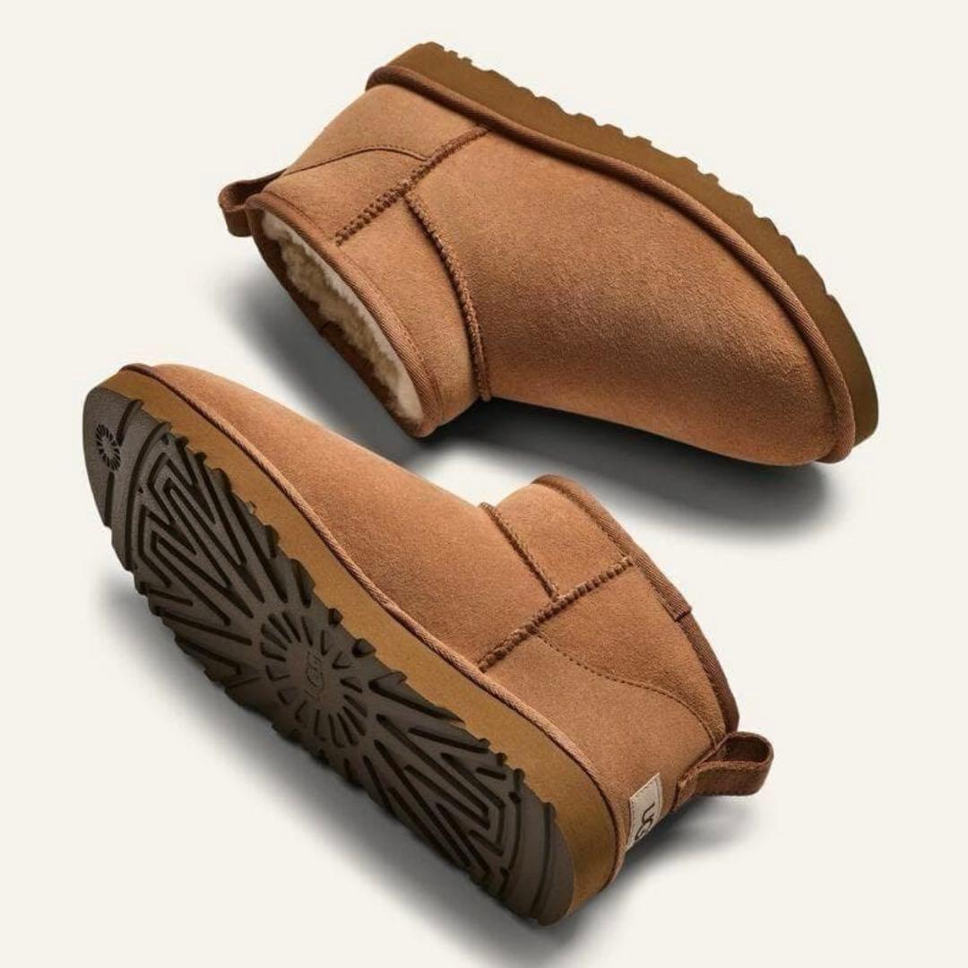 新品未使用 UGG ムートンブーツ 26cmウルトラミニ チェスナット