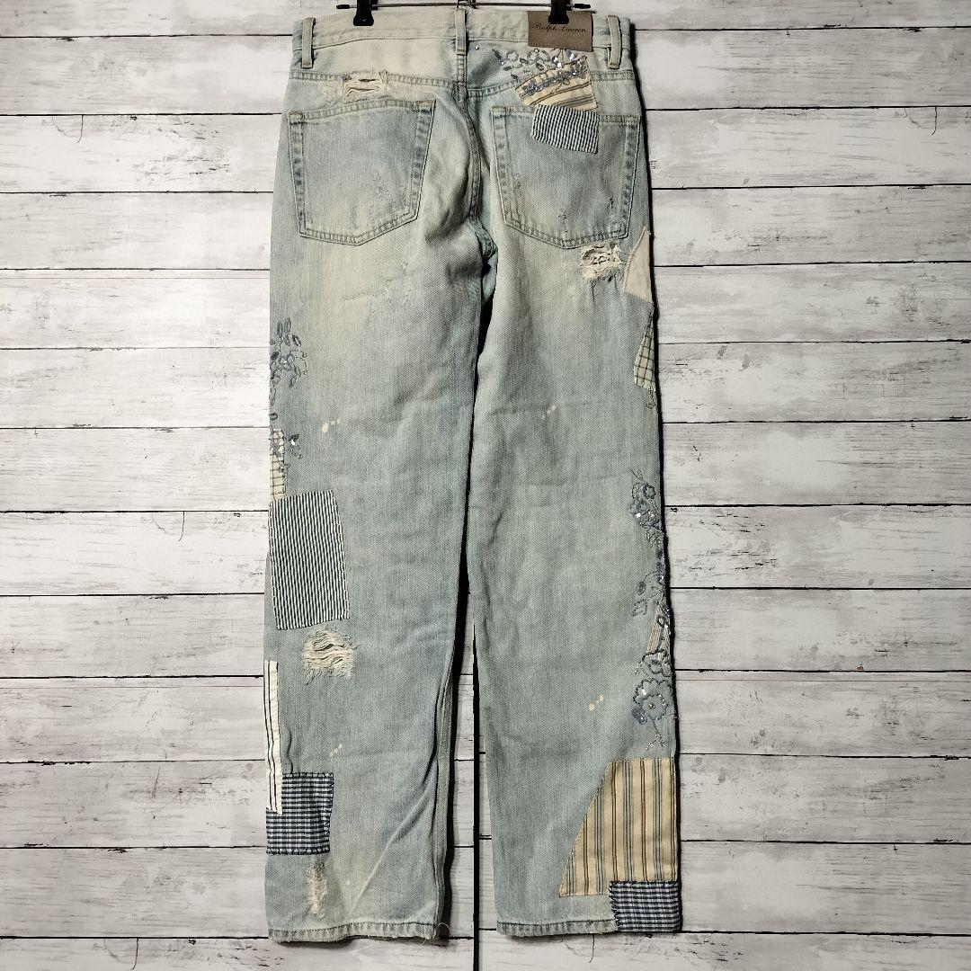 ポロバイラルフローレン パープルレーベル 再構築デニムパンツ パッチワーク