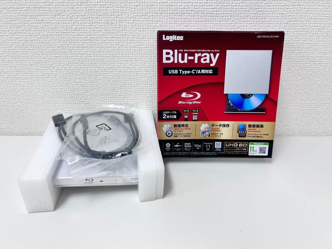 #DVD201ロジテック 外付けブルーレイドライブ LBD-PWC6U3CVWH
