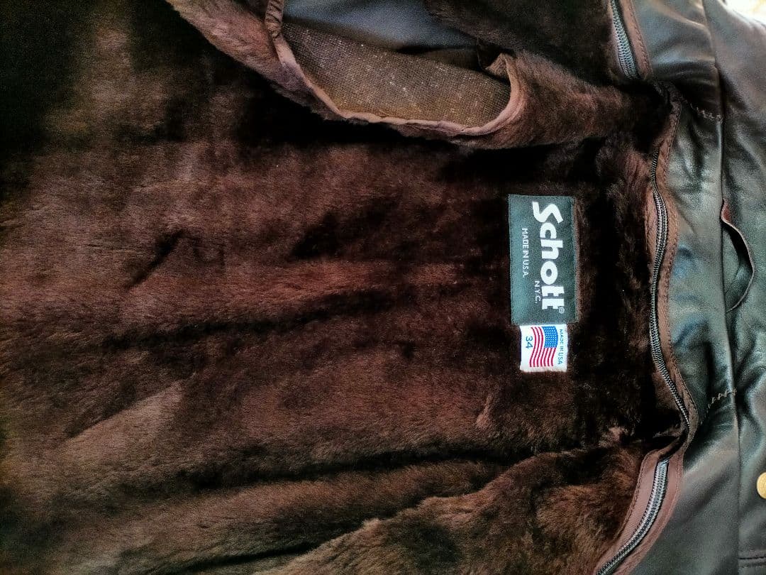 Schott 茶 シングルライダースジャケット