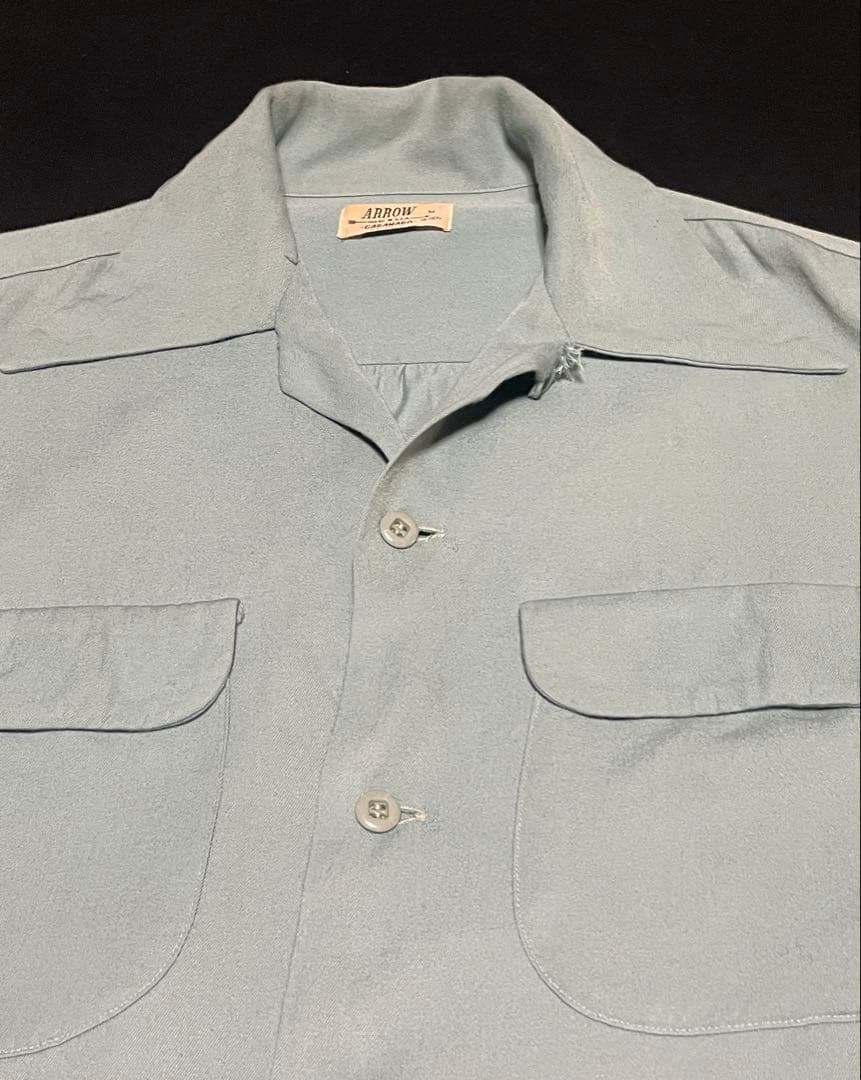 50's ARROW GABANARO アイスグリーン レーヨンシャツ