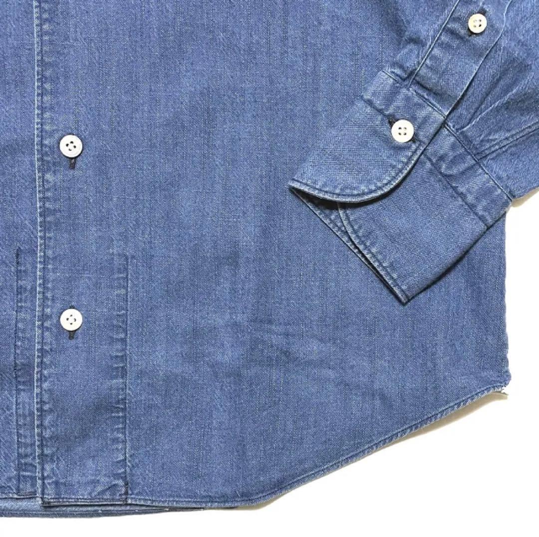 新作 フィナモレ MANUEL ワンピースカラー インディゴ デニムシャツ