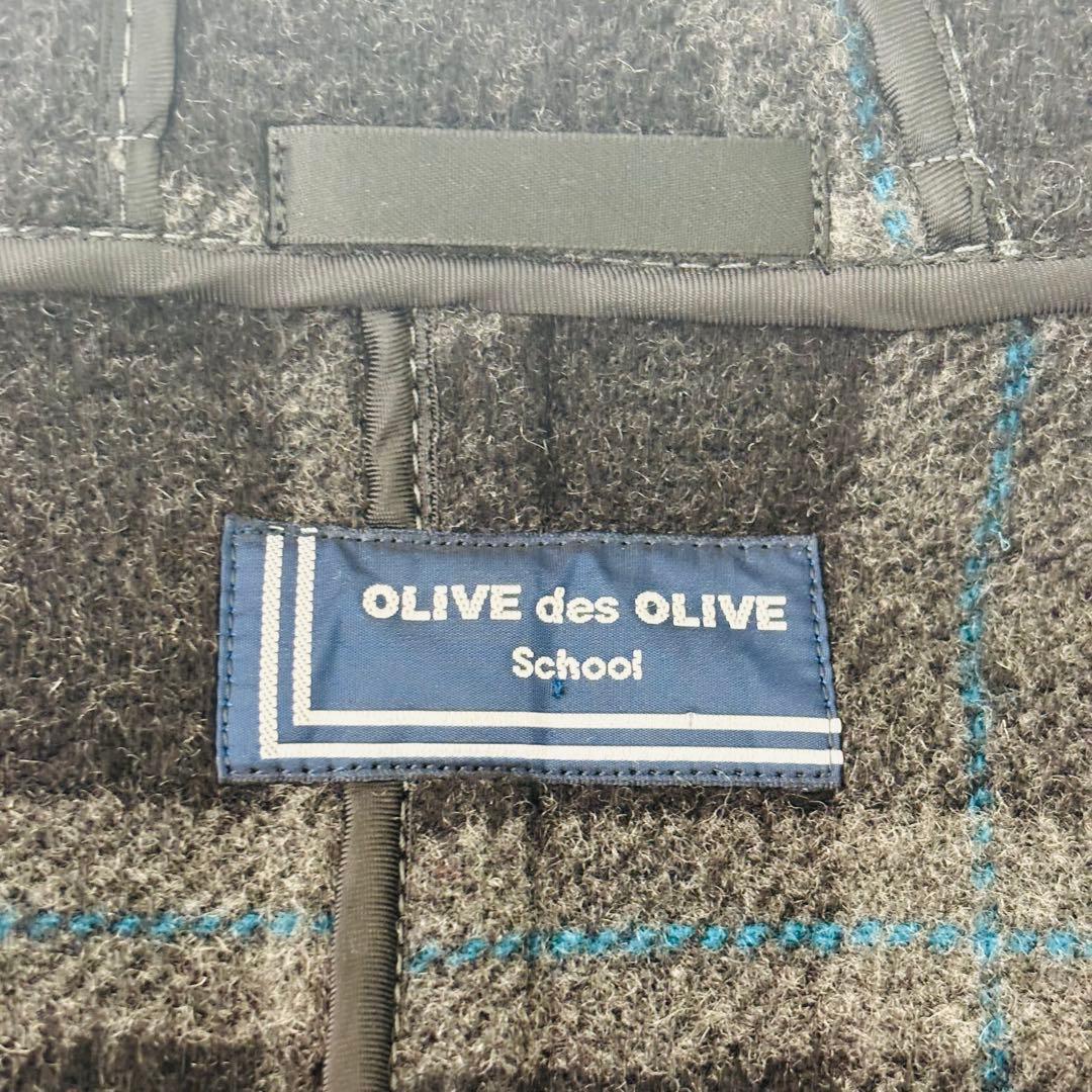 オリーブデオリーブ ダッフルコート グレー ウール 裏地チェック柄 Lサイズ