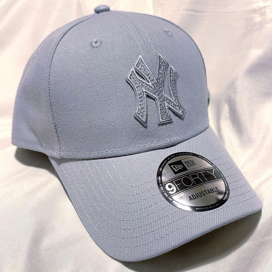 新品 9FORTY rhinestone ヤンキース グレー キラキラ