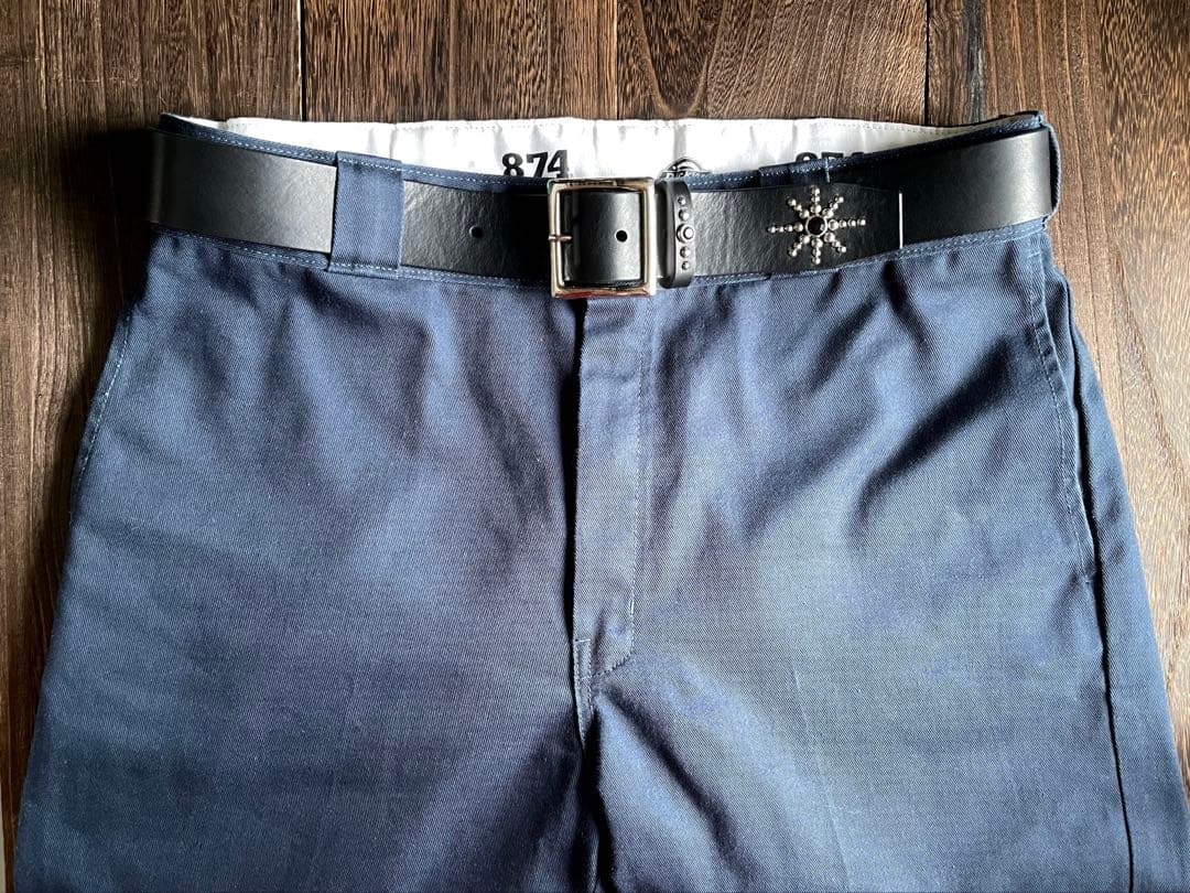 ディッキーズ874専用スタッズベルト　シルバー　オイルドレザーHTC CALEE