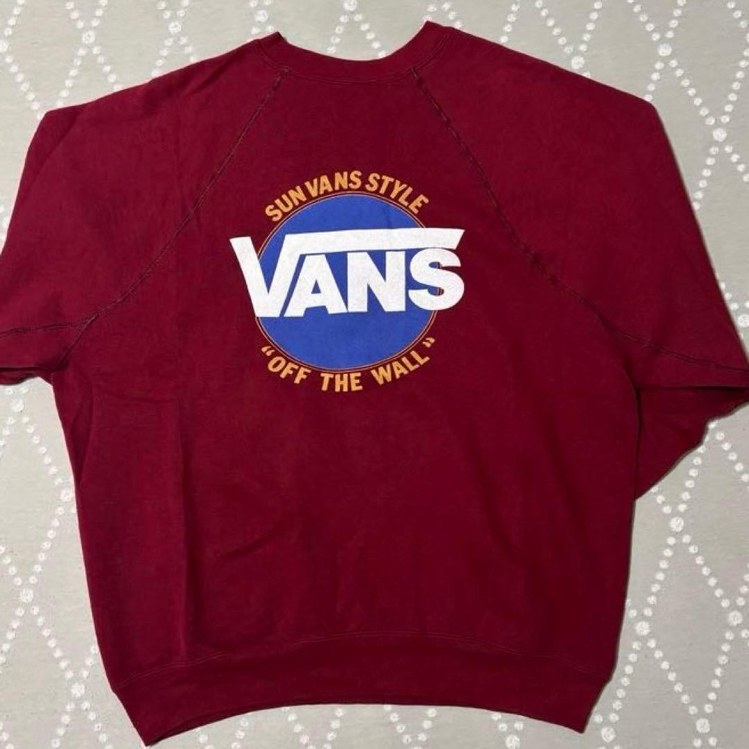 レア 80s VANS スウェット USA製 DISCUS バーガンディ L