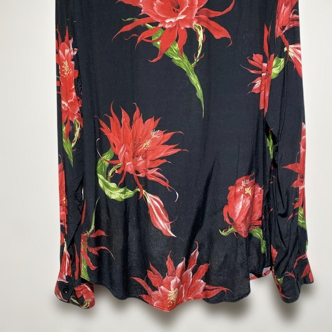 Y's ワイズ 彼岸花 フラワープリント レーヨンシャツ