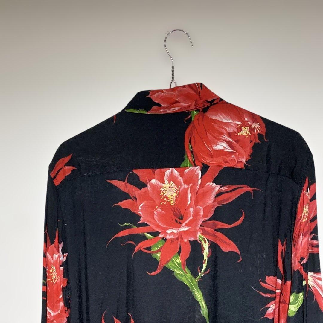 Y's ワイズ 彼岸花 フラワープリント レーヨンシャツ
