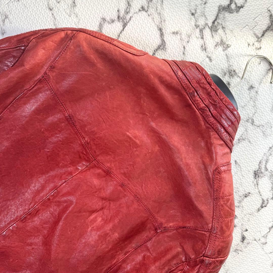 希少色◎ジョルジオブラット　シングルライダースジャケット　ラムレザー　パッチ