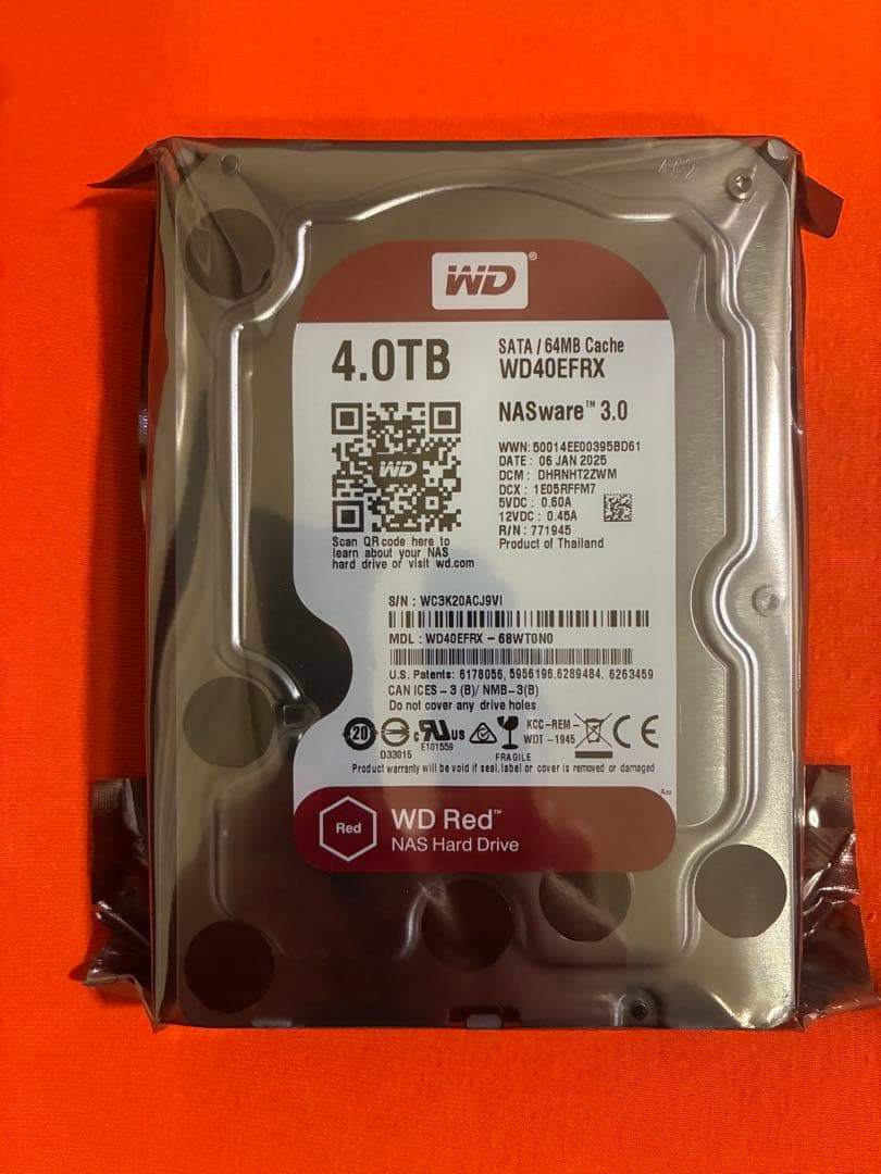 WD Red 4.0TB NAS用HDD WD40EFRX