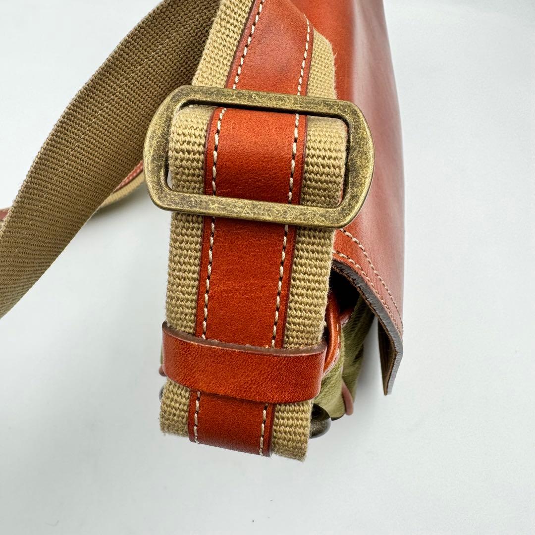 土屋鞄　メッセンジャーバッグ　ショルダーバッグ　レザー×キャンバス