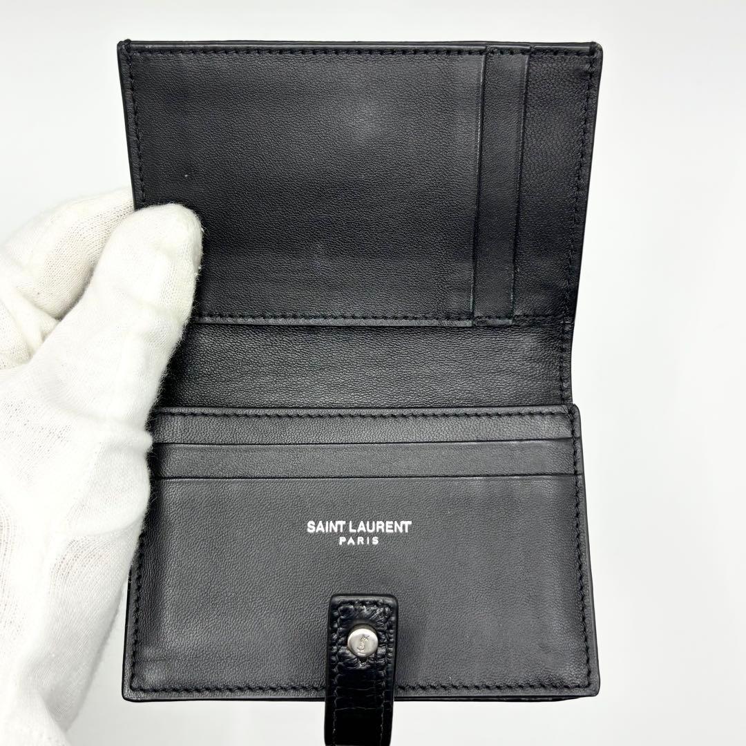 ✨極美品✨サンローラン　カードケース　カサンドラ　ロゴ　クロコ　型押し　レザー