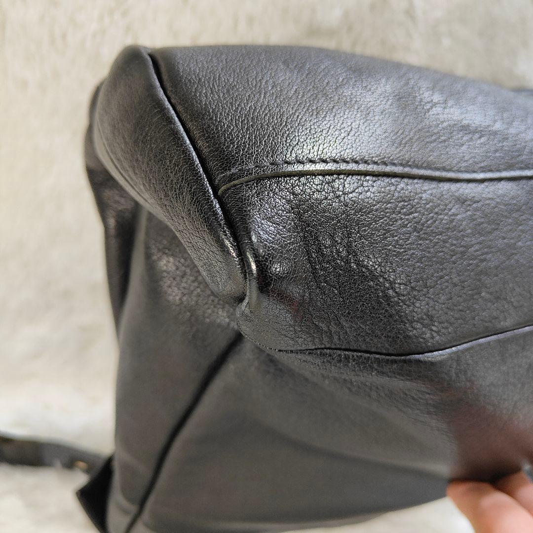 ✨未使用級✨ ゲンテン ショルダーバッグ フラップ シボ革 黒　2way