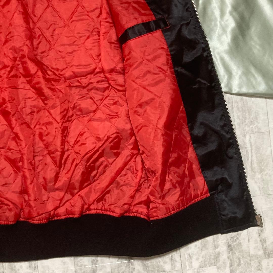 【希少】美品　Hoshihime 星姫 スカジャン 鷹 龍 刺繍 白銀　LL