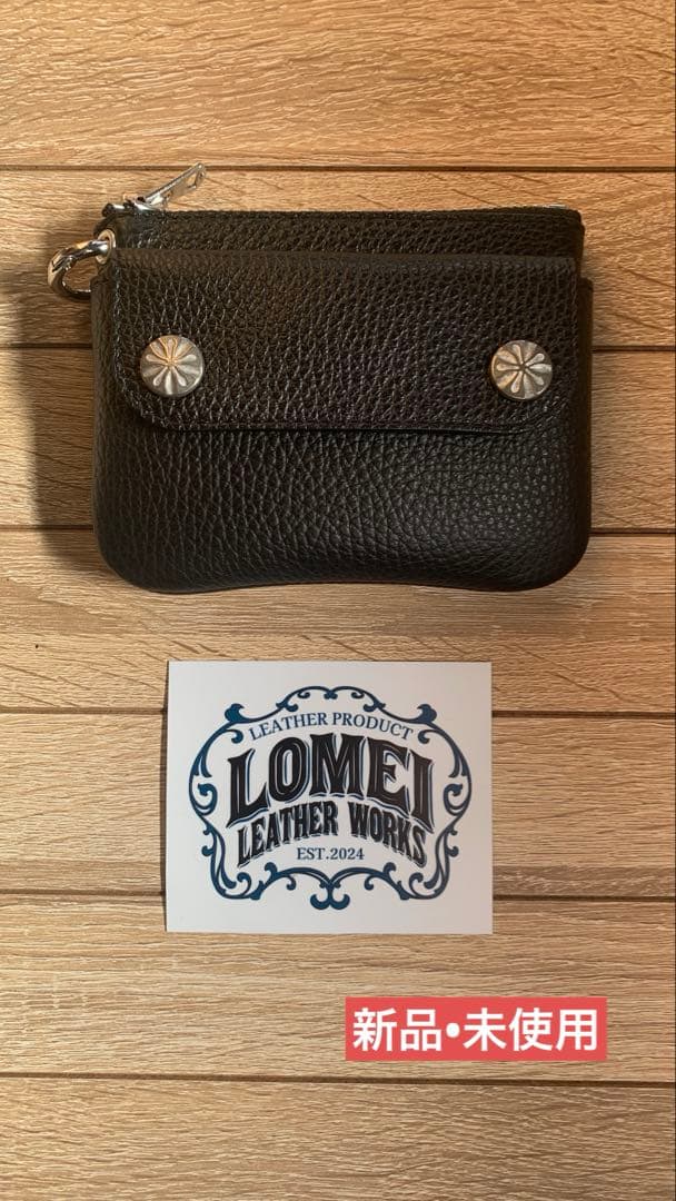 即完売商品 LOMEI Zipper Compact Wallet、ブラック