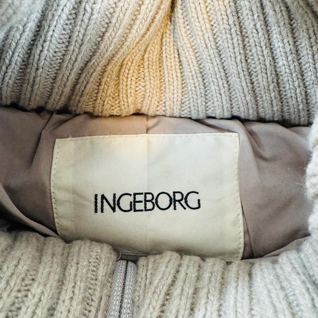 INGEBORG　アラン編ニットコンビジャケット　ダウンコートジャケット　ロゴ