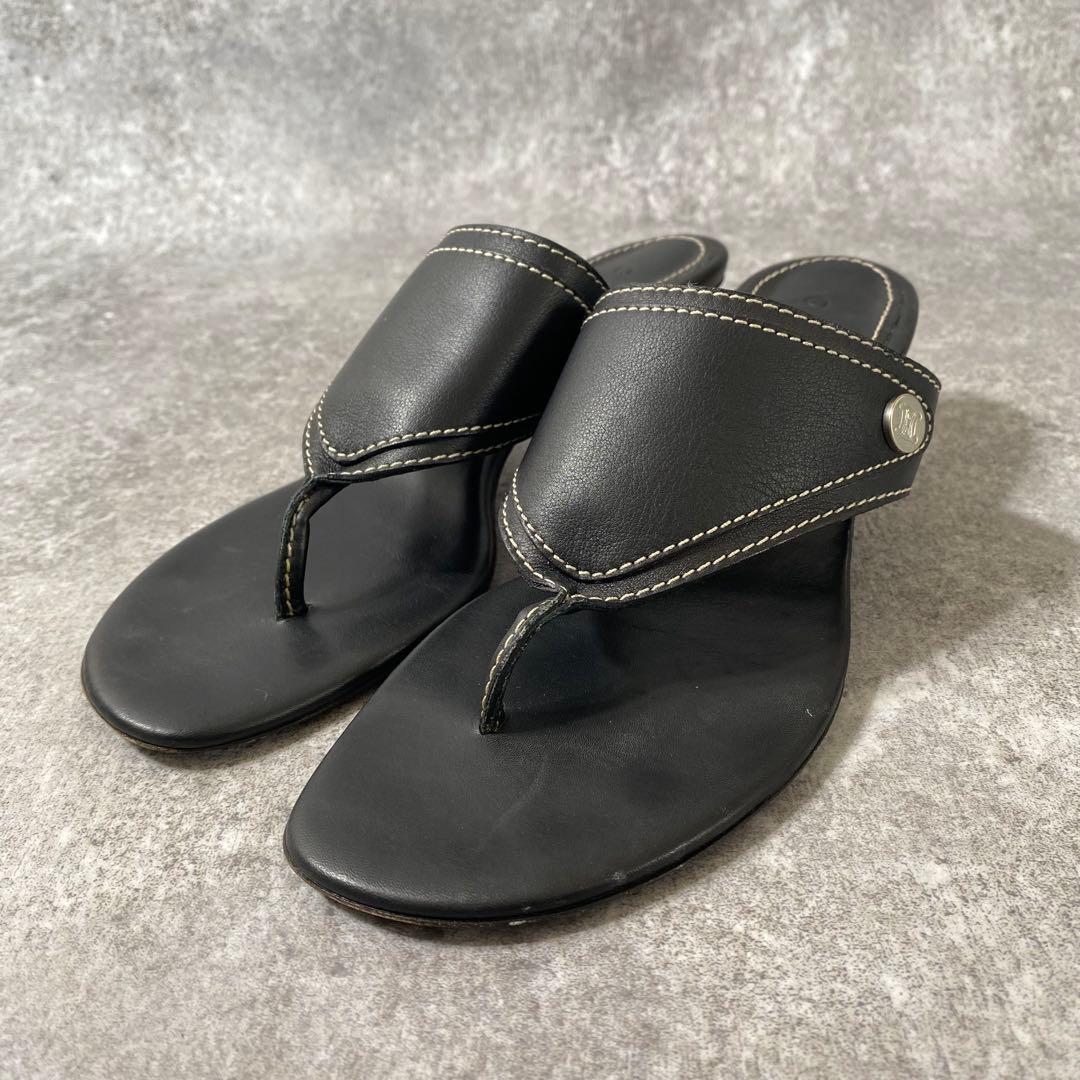 美品　CELINE セリーヌ　サンダル　フラット　ブラック 黒　レザー 25cm
