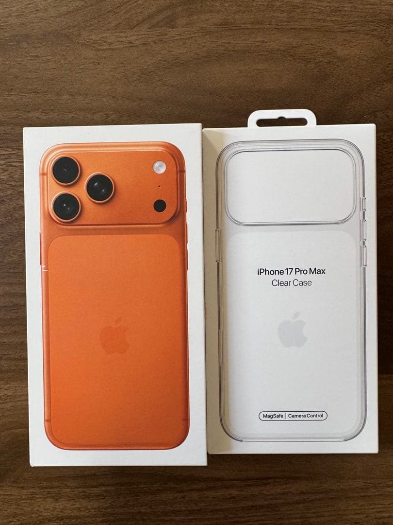 iPhone 17 Pro Max オレンジ + クリアケース