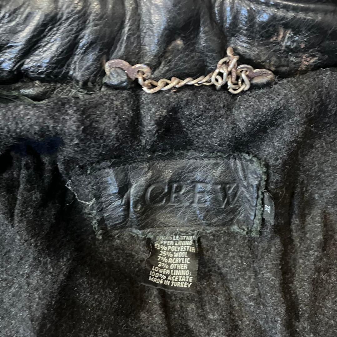 J.CREW 90s レザーカーコート　ボタンダウン　100%本革　ヴィンテージ