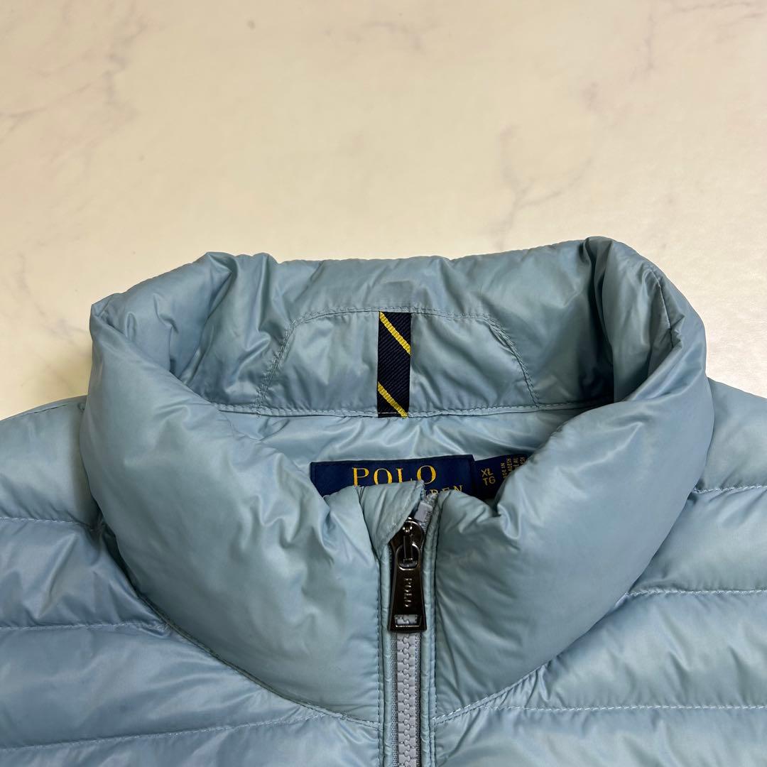【美品】ポロラルフローレン 中綿ジャケット ブルー系 XL 刺繍ロゴ