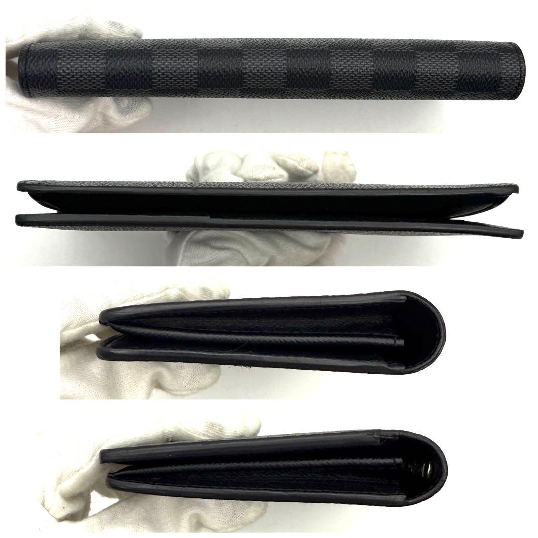 【新型】ルイヴィトン ダミエ グラフィット ポルトフォイユ ブラザ 黒 長財布