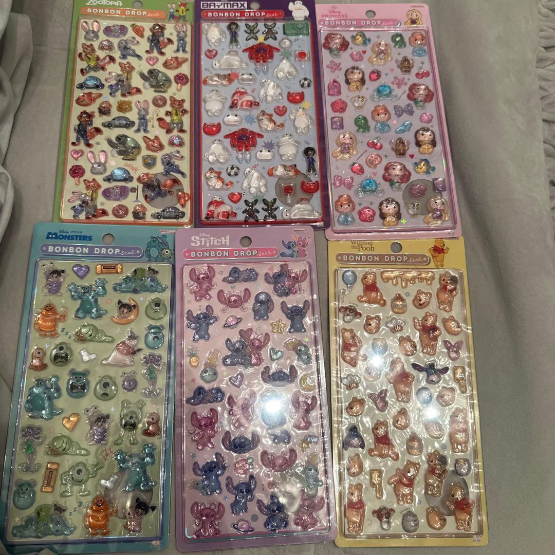 【正規品】ディズニーボンボンドロップシール　6枚セット