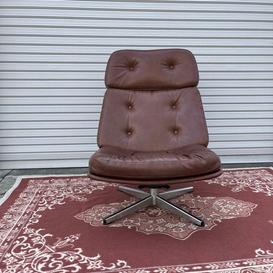 ミッドセンチュリー当時物◾️チトセ ラウンジソファー ラウンジチェア 茶ブラウン