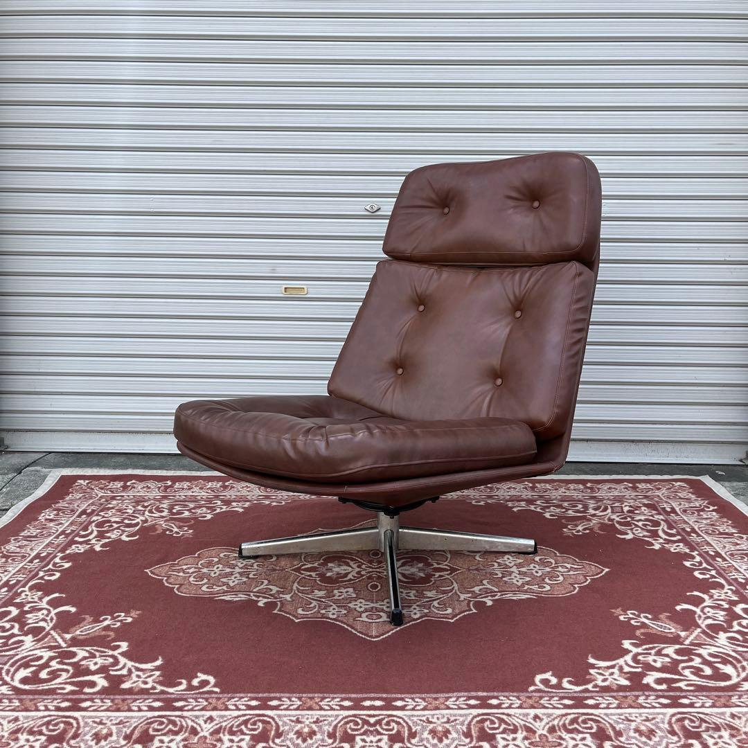 ミッドセンチュリー当時物◾️チトセ ラウンジソファー ラウンジチェア 茶ブラウン