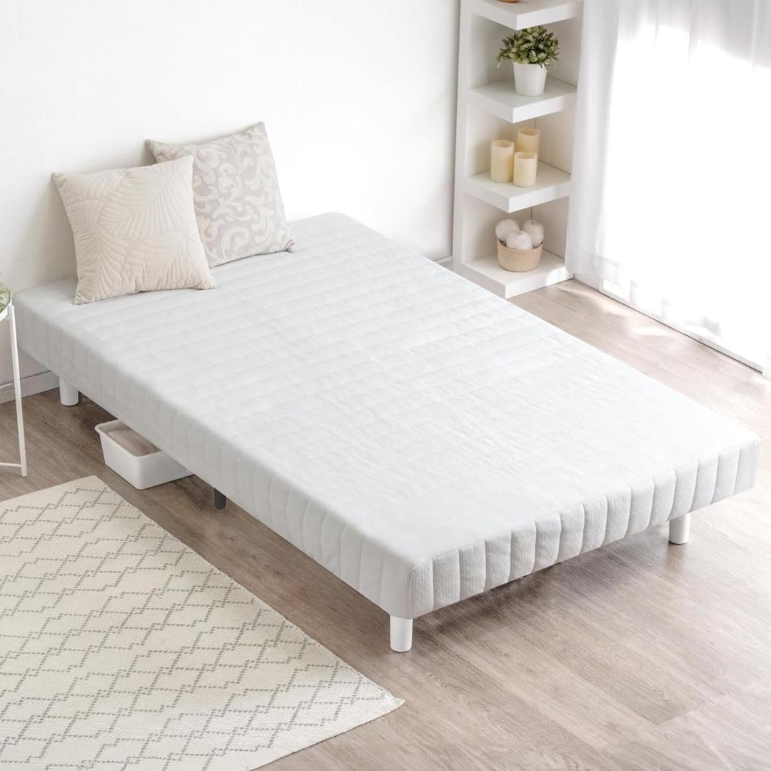 タンスのゲン 脚付きマットレス シングル 天然木スチール(98114)ホワイト