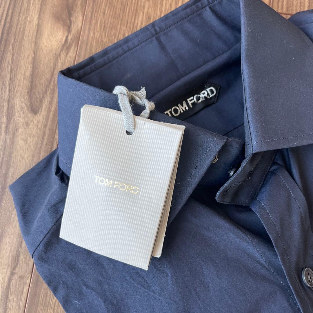 【新品未使用】TOM FORD ネイビー ドレスシャツ XL 定価約8.0万円