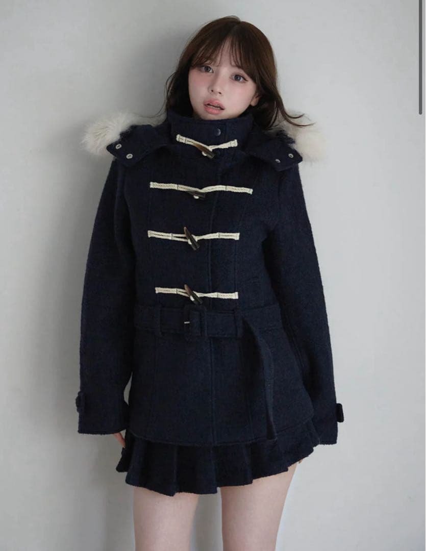 値下げ交渉〇 Nicole fur belt jacket NAVY