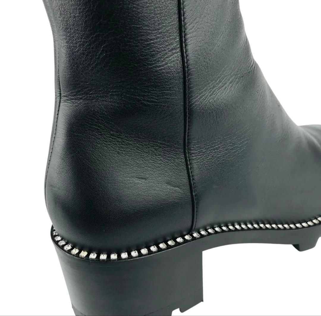 JIMMY CHO クリスタル レザーサイドジップ ショートブーツ(39）