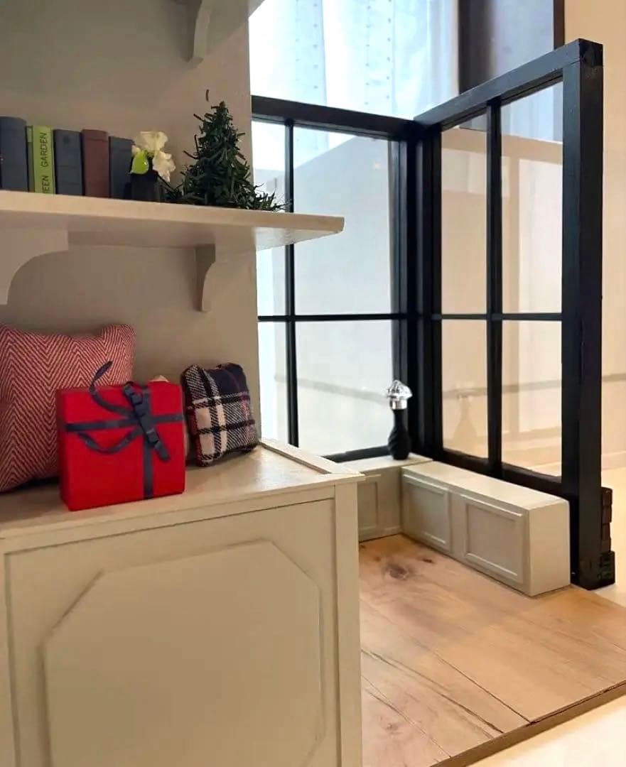 ドールハウス　撮影背景ボード　ハンドメイド☆ ルーム＆チェア＆シェルフ家具