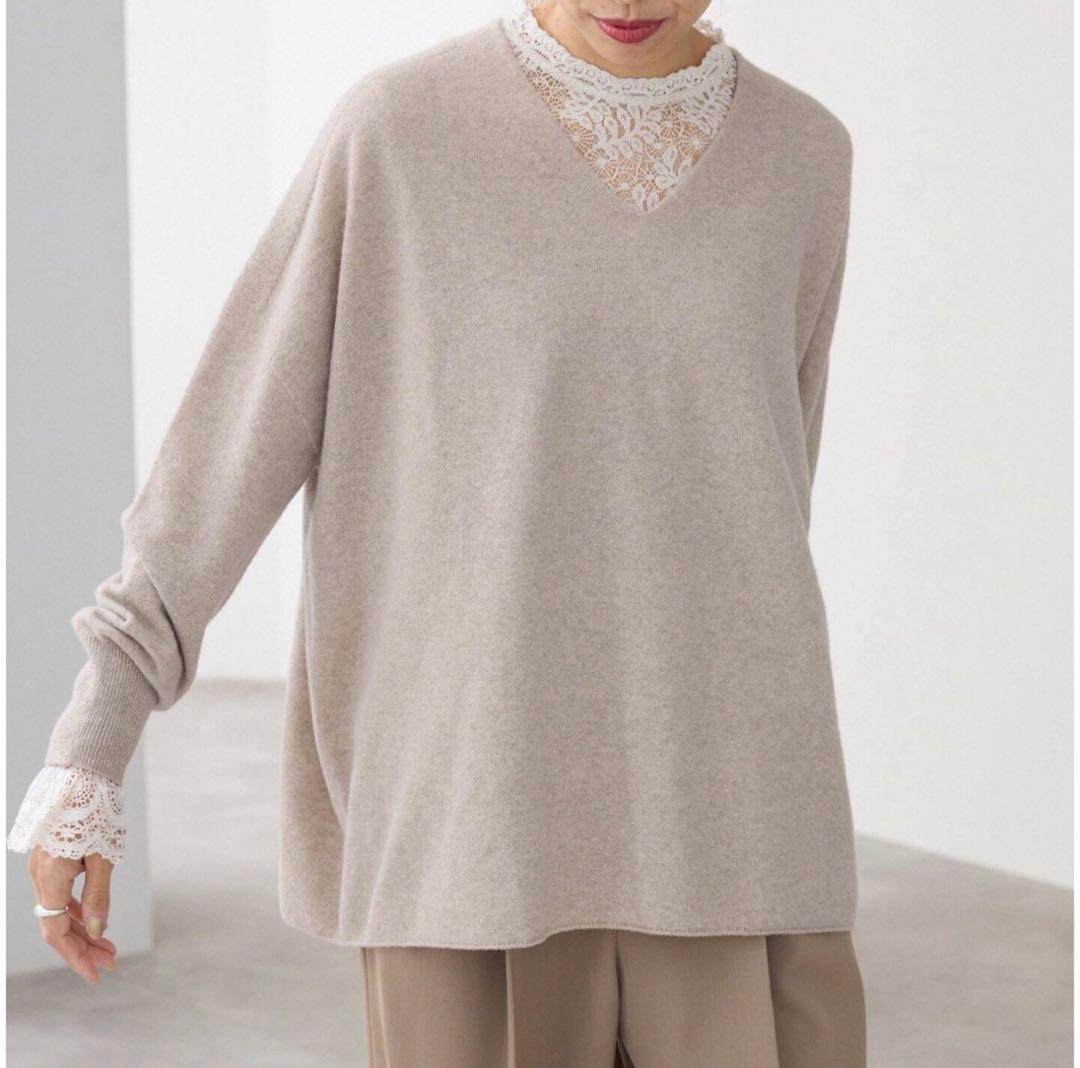 イエナ　Fineニュージーウール ニュアンス V セーター　ニット　Vネック