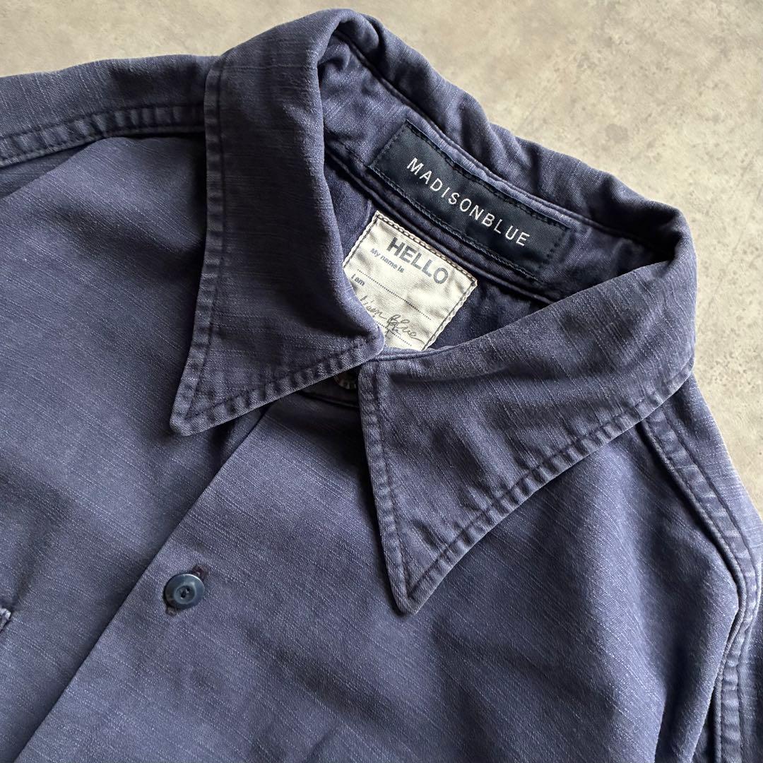 人気 マディソンブルー イエナ別注 ハンプトン バックサテンシャツ ネイビー