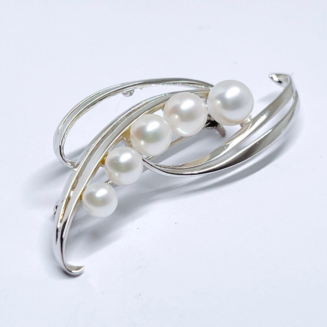 美品✨MIKIMOTO ミキモト パール　ブローチ　シルバー