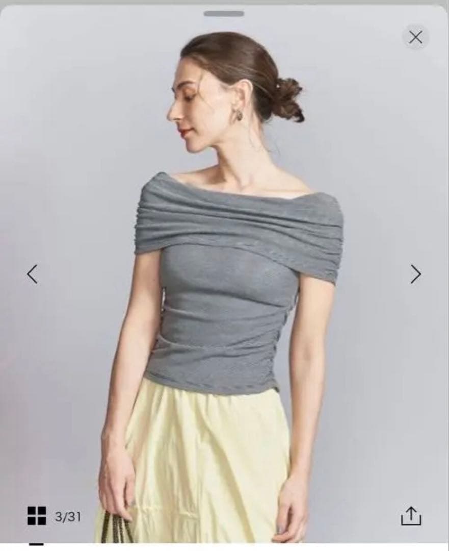 BEAUTY&YOUTH コットンフライス オフショルダー トップス