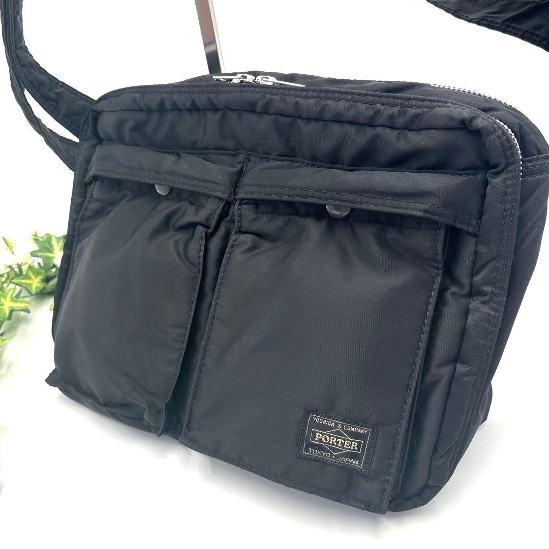 【美品】PORTER タンカー L 2層式 ショルダーバッグ 黒