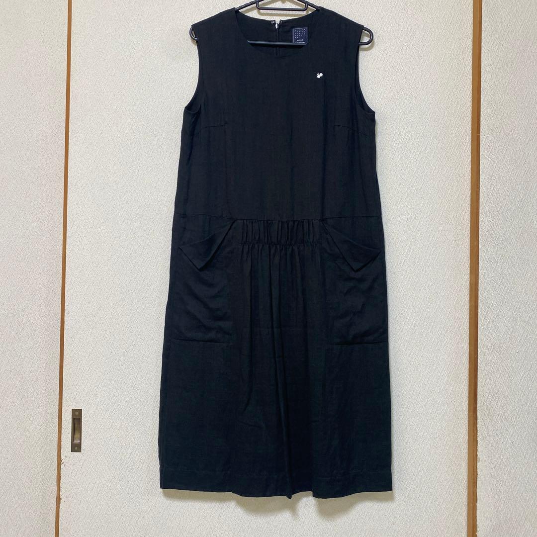 ミナペルホネン　ブラックリネンワンピース