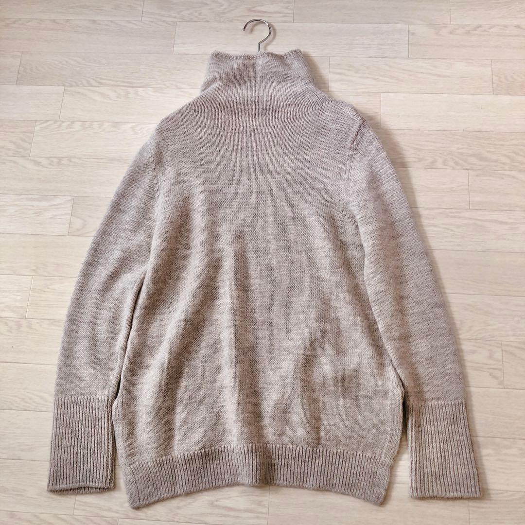 美品✨　モラビト ウール アルパカ　ハイネック ニットプルオーバー　グレージュ