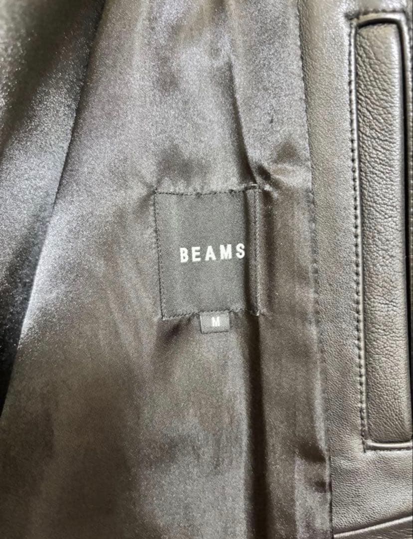 BEAMS ブラックレザー ジャケット M