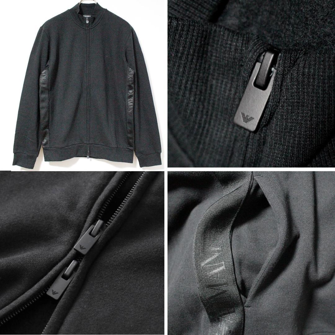 未使用 エンポリオアルマーニ 裏起毛 サイドロゴライン トラックスーツ XL 黒