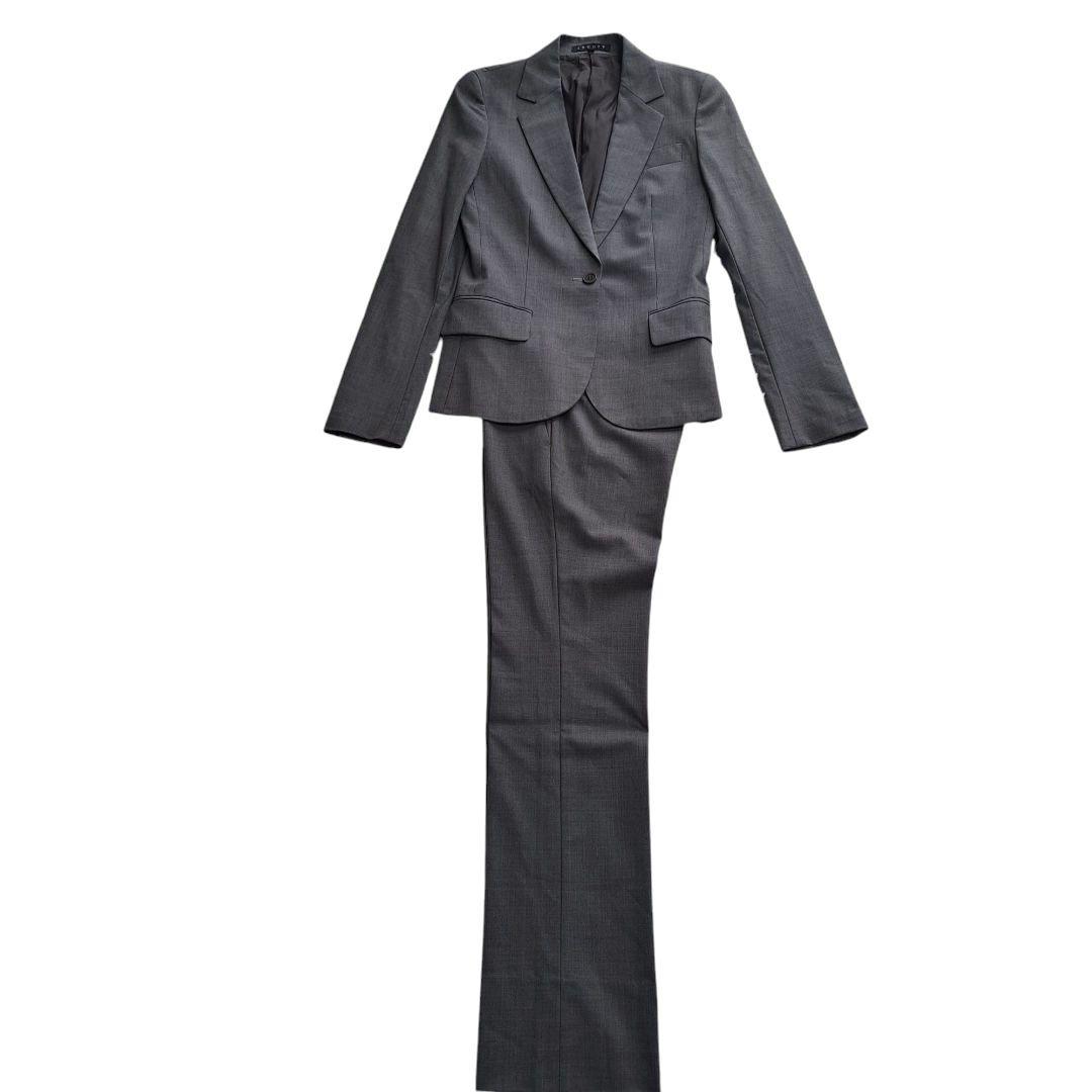 【美品】【Theory】３ピース　パンツスカート　セットアップ　スーツ　グレー