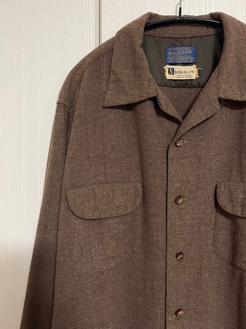 Pendleton 60s 無地 ボードシャツ ブラウン XL