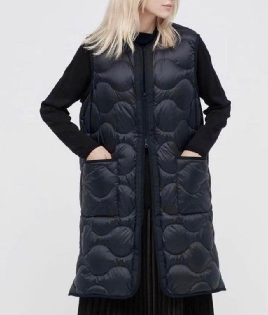 美品★ユニクロ セオリー theory ウルトラライトダウンロングベスト S 黒