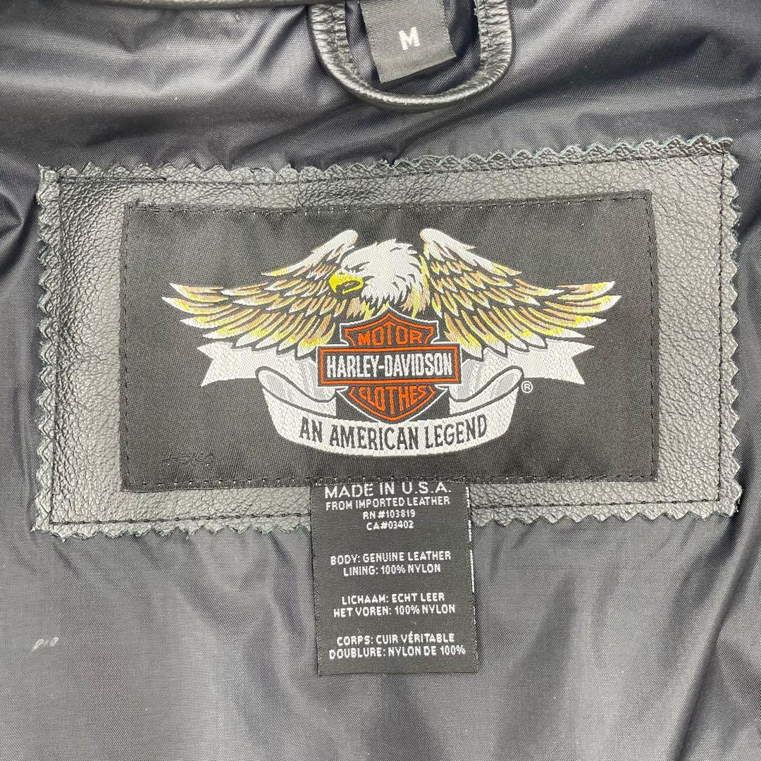 【美品】Harley-Davidson レザージャケット Mサイズ 刺繍ロゴ