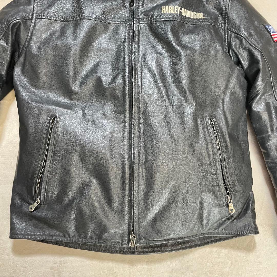 【美品】Harley-Davidson レザージャケット Mサイズ 刺繍ロゴ