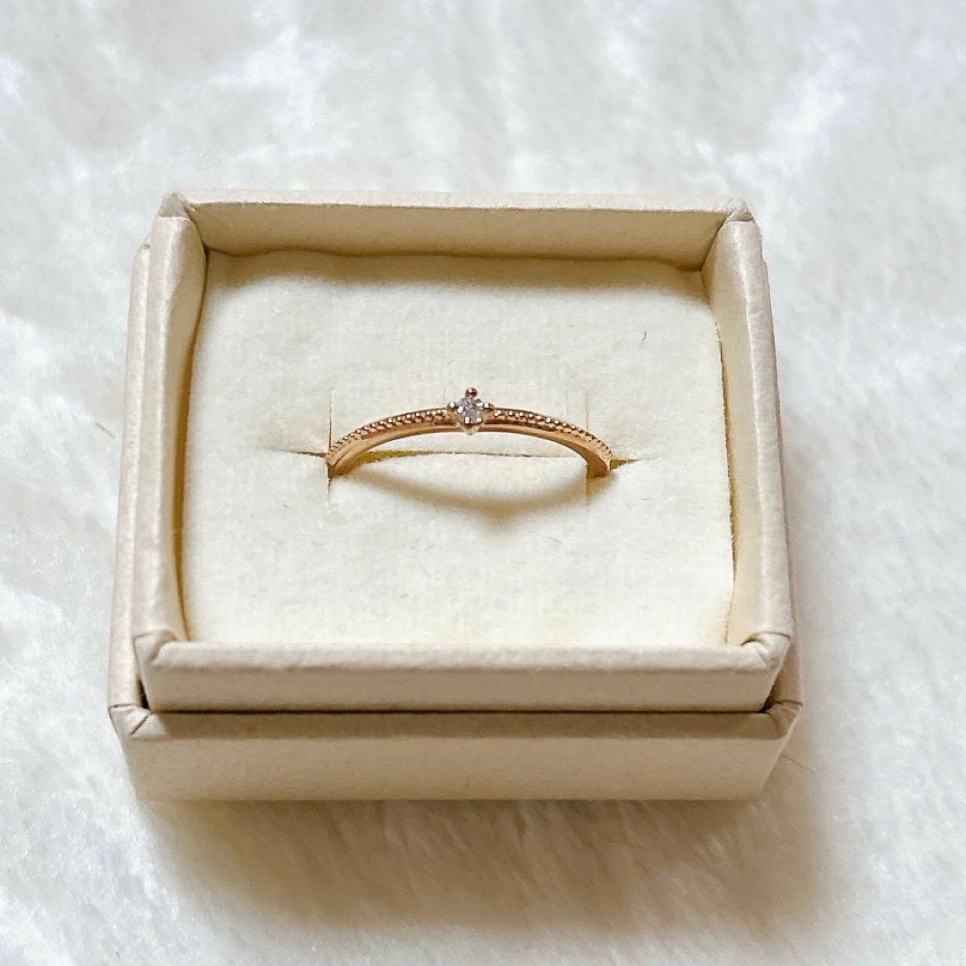 エテ ete K10PGダイヤモンドピンキーリング　1号　刻印あり